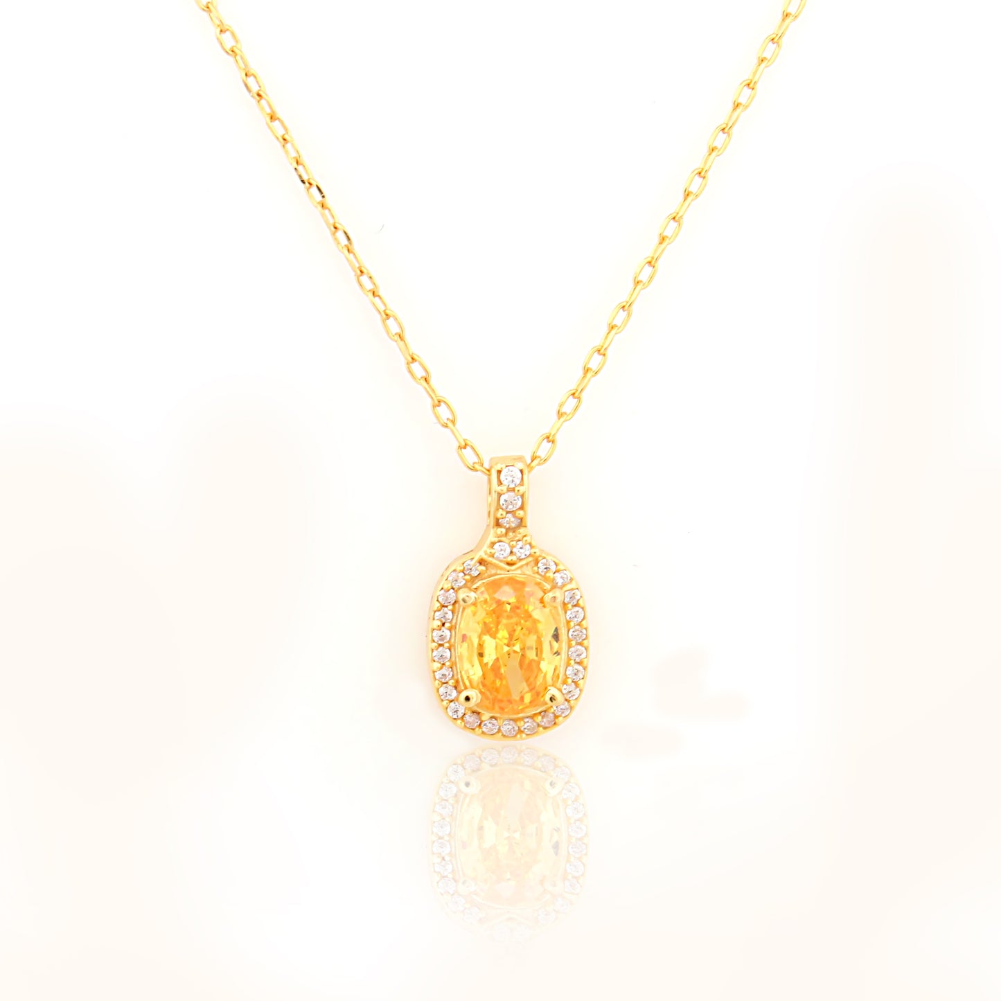 Pastel Sunshine Yellow Gemstone  92.5 Silver Pendant Necklace