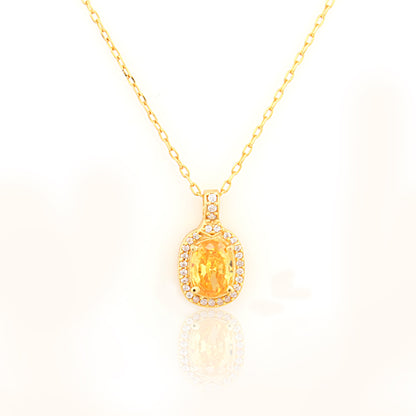 Pastel Sunshine Yellow Gemstone  92.5 Silver Pendant Necklace