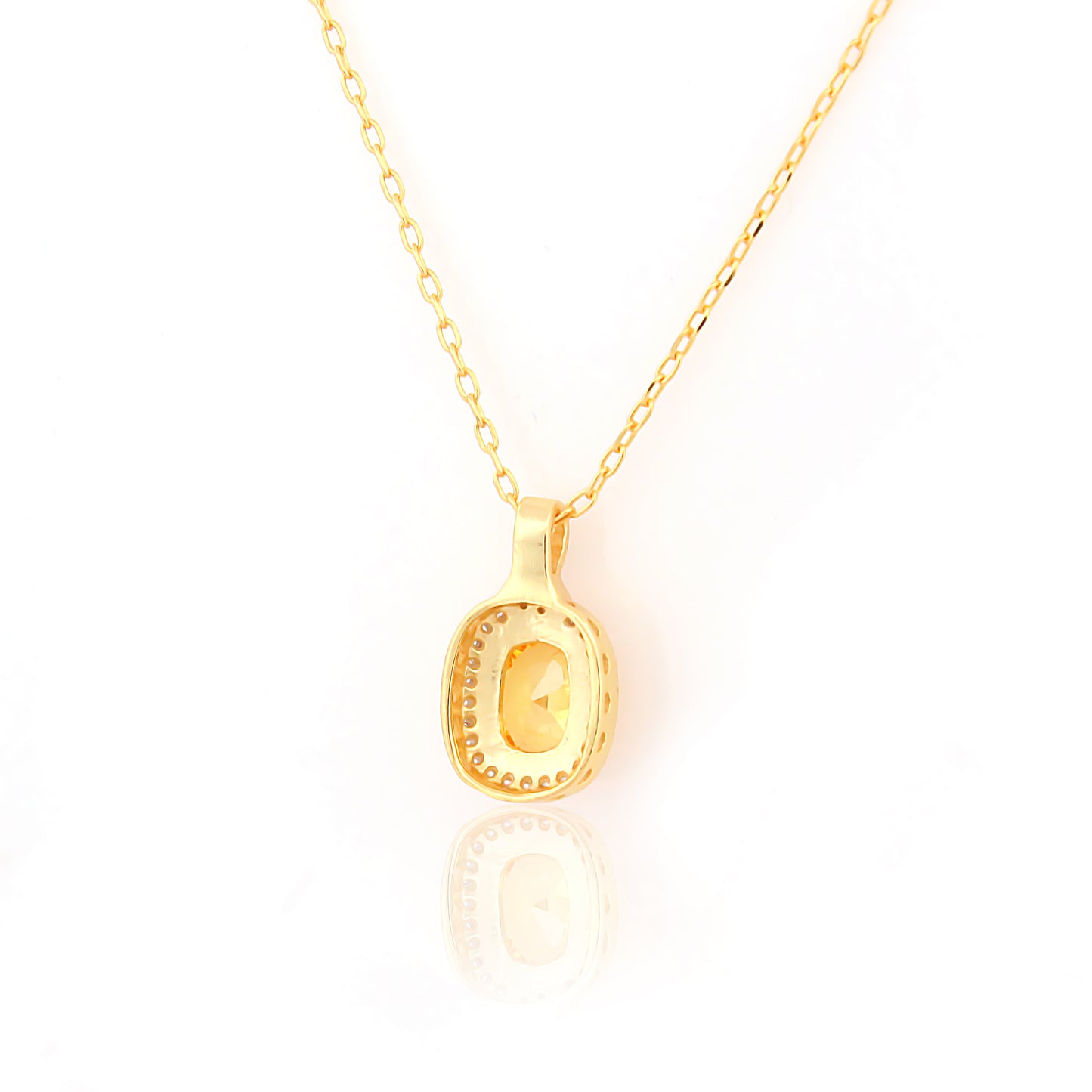 Pastel Sunshine Yellow Gemstone  92.5 Silver Pendant Necklace