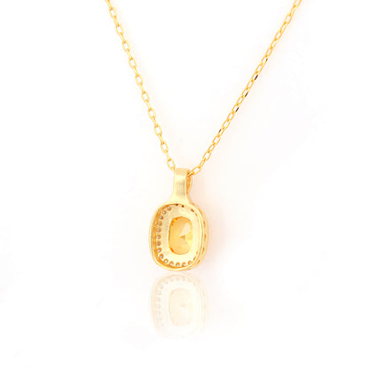 Pastel Sunshine Yellow Gemstone  92.5 Silver Pendant Necklace