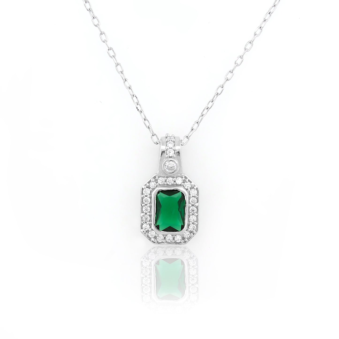 Vintage Green Stone 92.5 Silver Pendant Chain