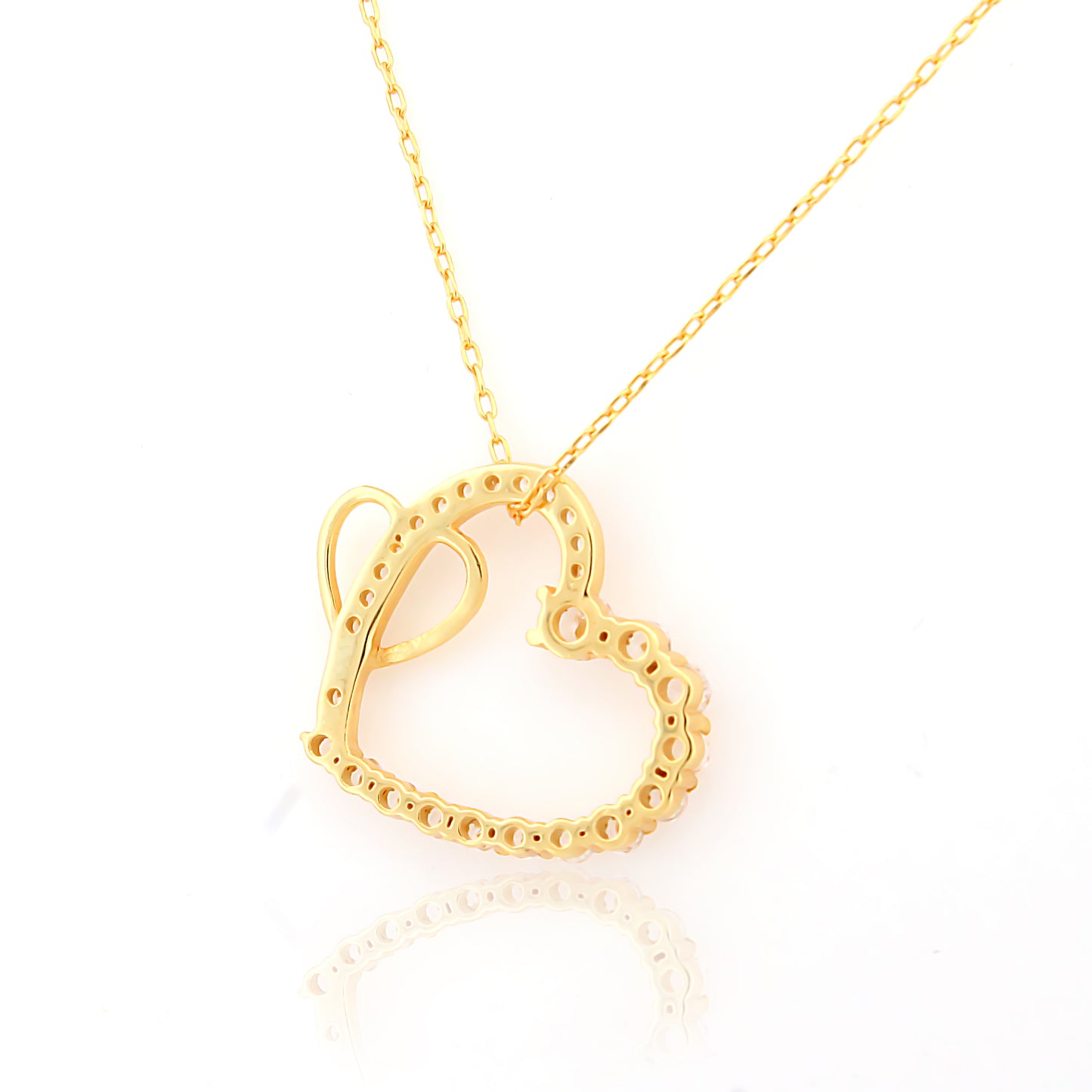 92.5 Silver Tone Heart Pendant Necklace