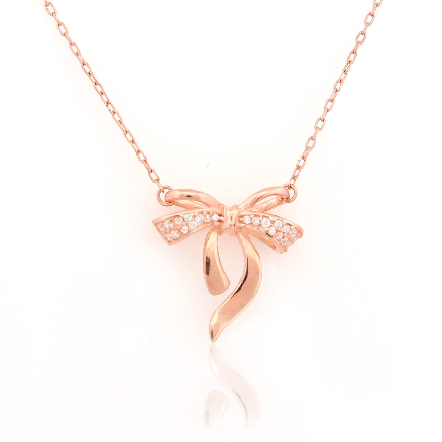 Bow Pendant with Sparkle 92.5 Silver Pendant Chain