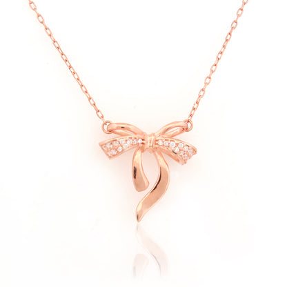Bow Pendant with Sparkle 92.5 Silver Pendant Chain