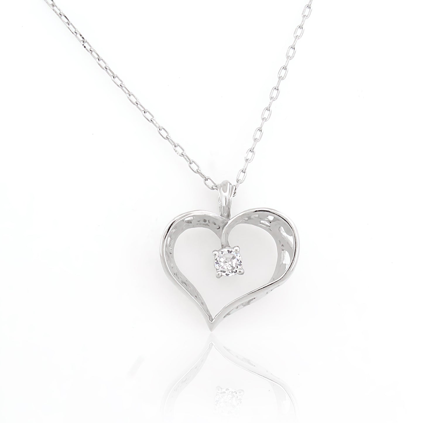Filigree Heart Pendant Necklace with Silver Accent