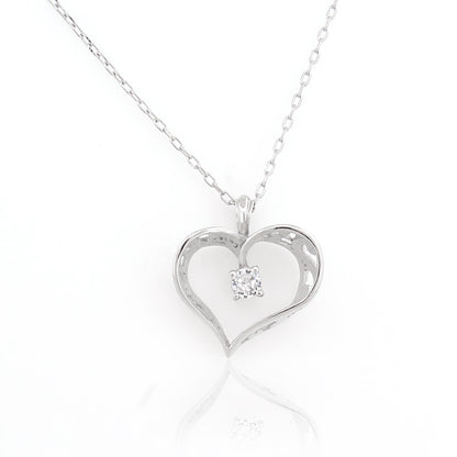 Filigree Heart Pendant Necklace with Silver Accent