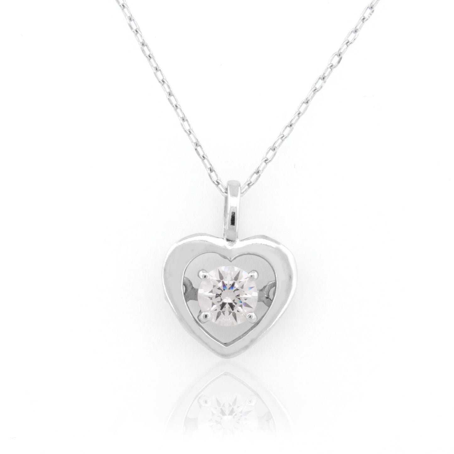 Silver Heart with Center Stone Necklace