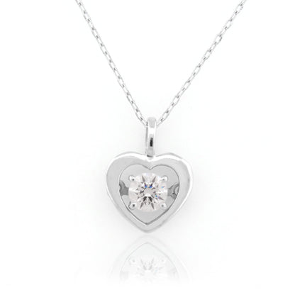 Silver Heart with Center Stone Necklace