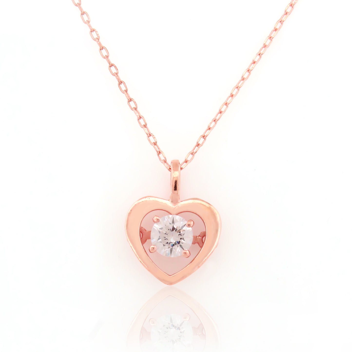 Silver Heart with Center Stone Necklace