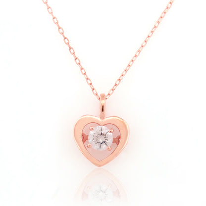 Silver Heart with Center Stone Necklace
