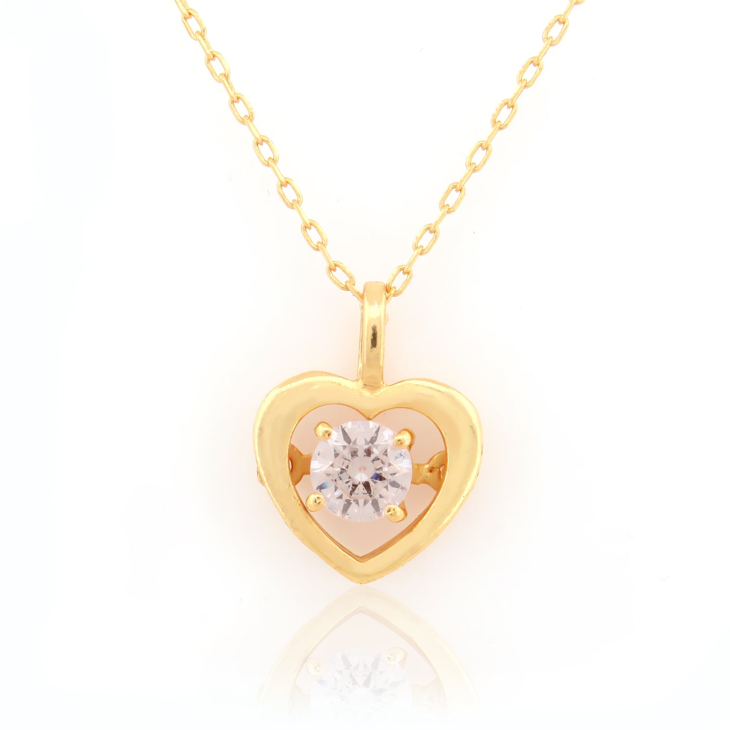 Silver Heart with Center Stone Necklace