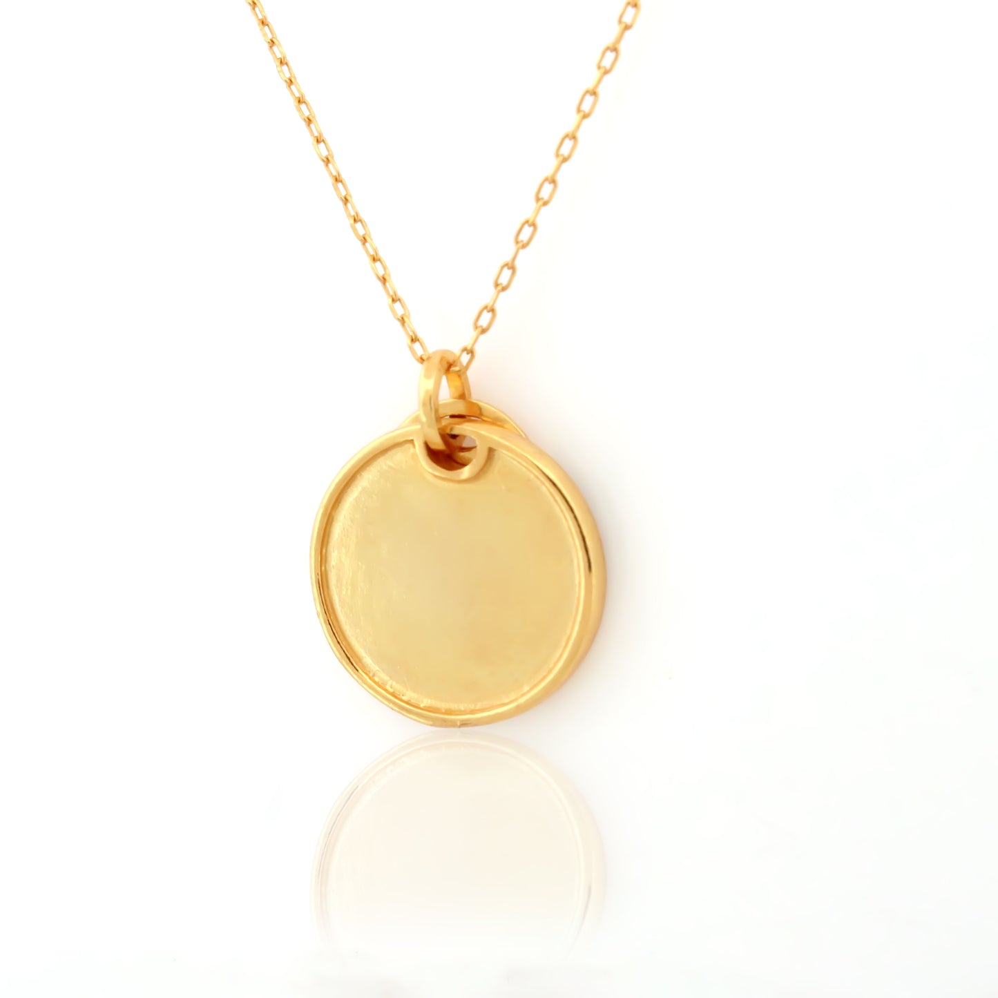 Black Disc Charm Silver Necklace