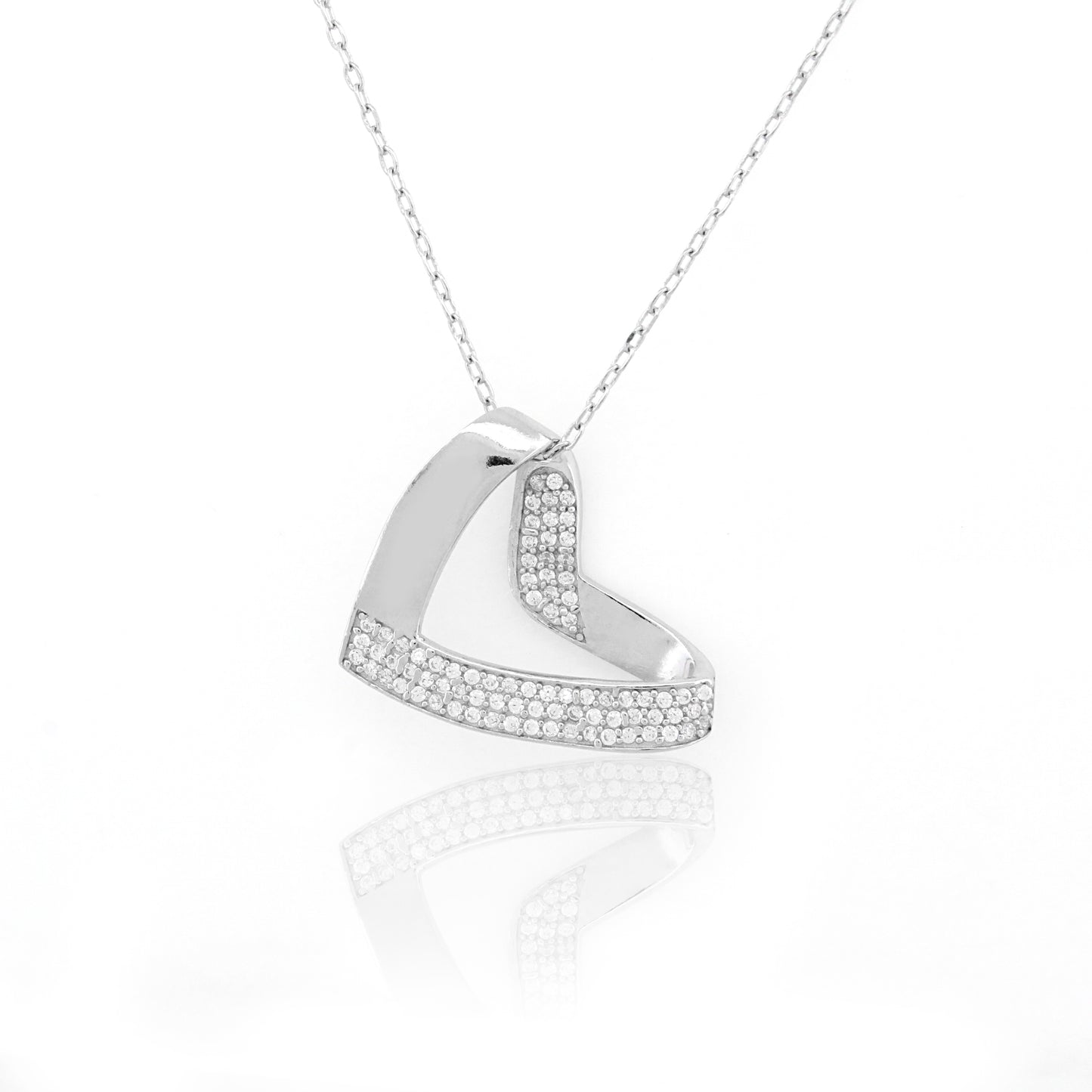 Twisted Ribbon Heart 92.5 Silver Pendant Chain