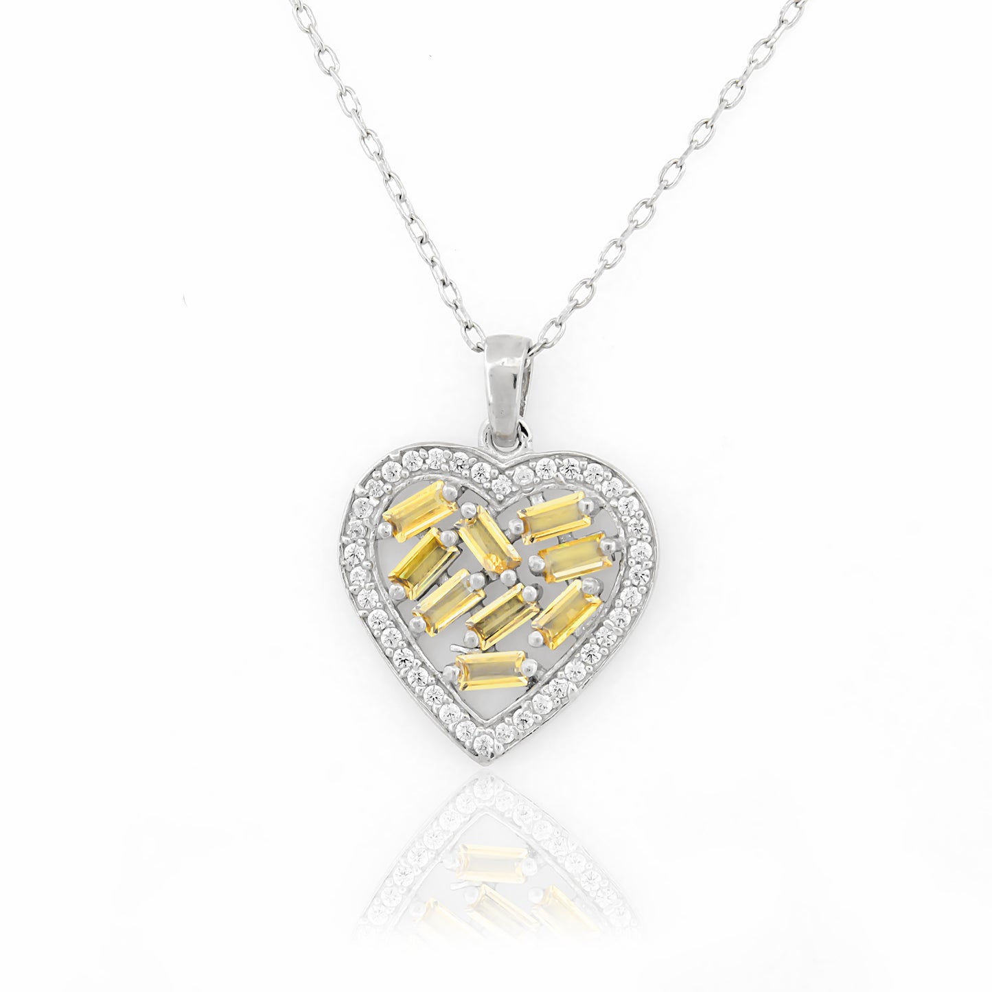 Mini Mosaic Heart Silver Necklace