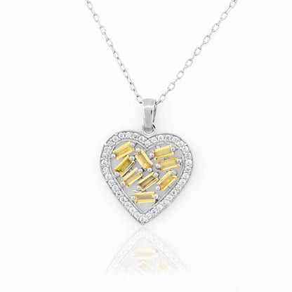 Mini Mosaic Heart Silver Necklace