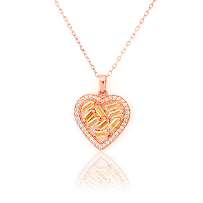 Mini Mosaic Heart Silver Necklace