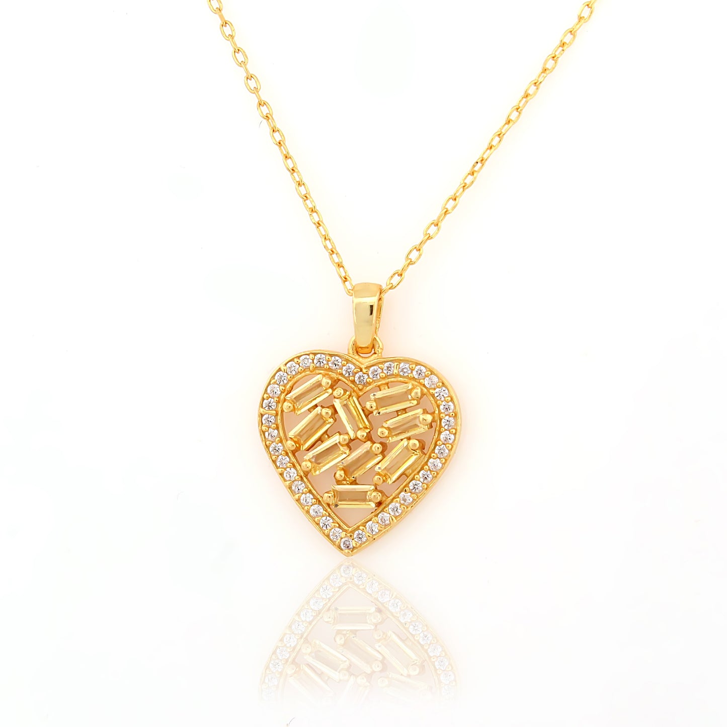 Mini Mosaic Heart Silver Necklace