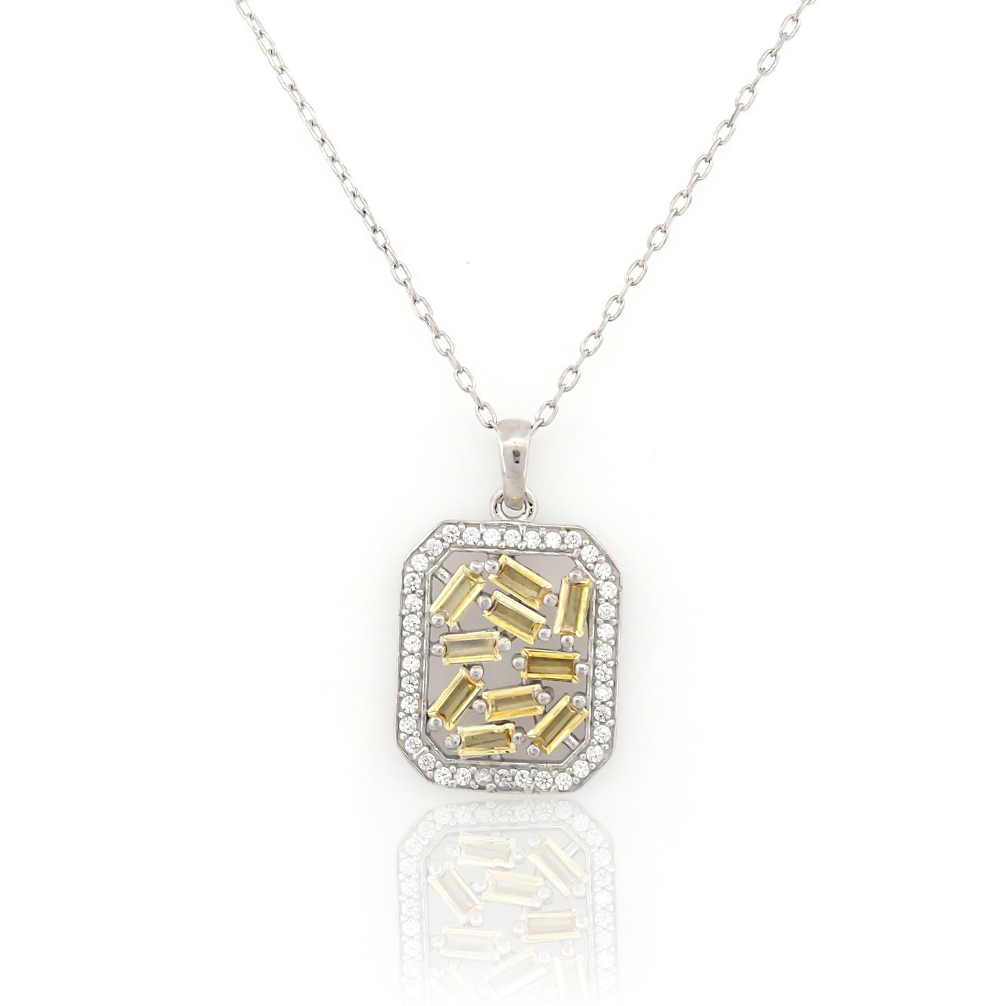 Mini Mosaic Rectangle Silver Necklace