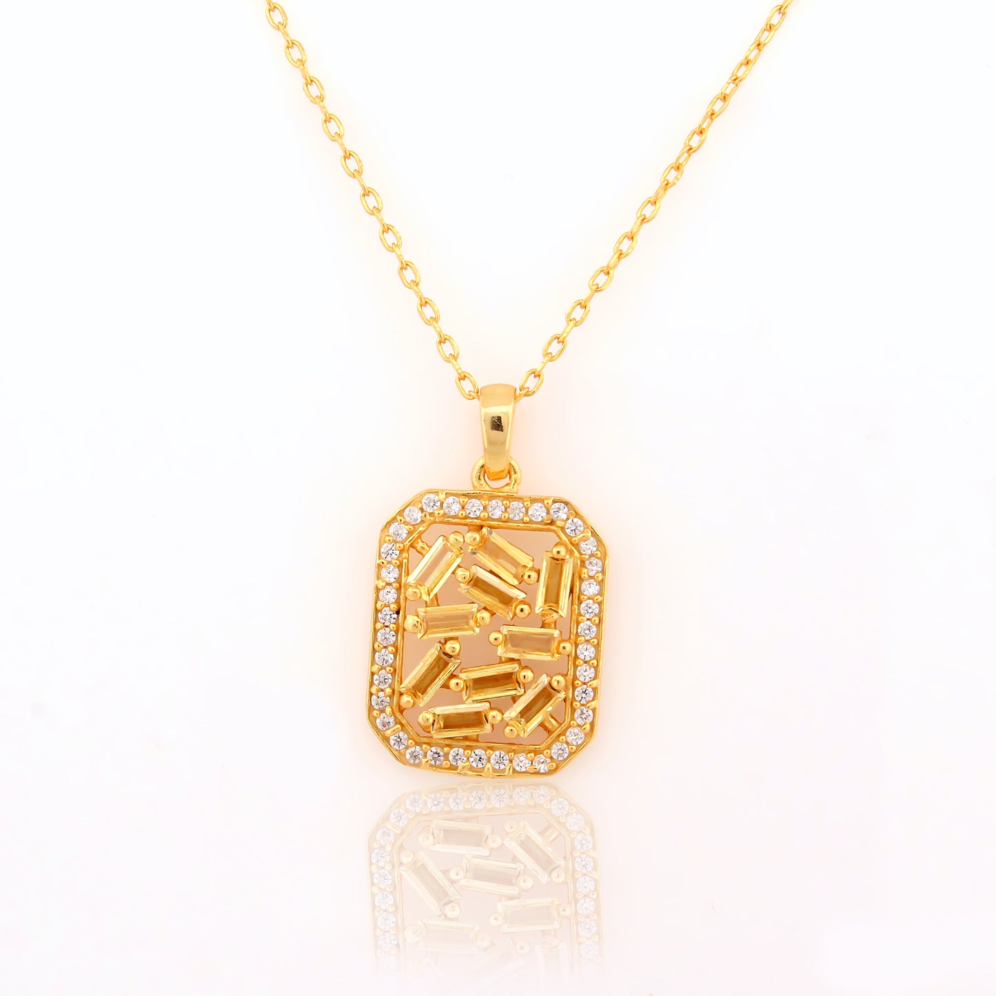 Mini Mosaic Rectangle Silver Necklace