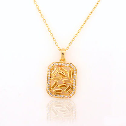 Mini Mosaic Rectangle Silver Necklace