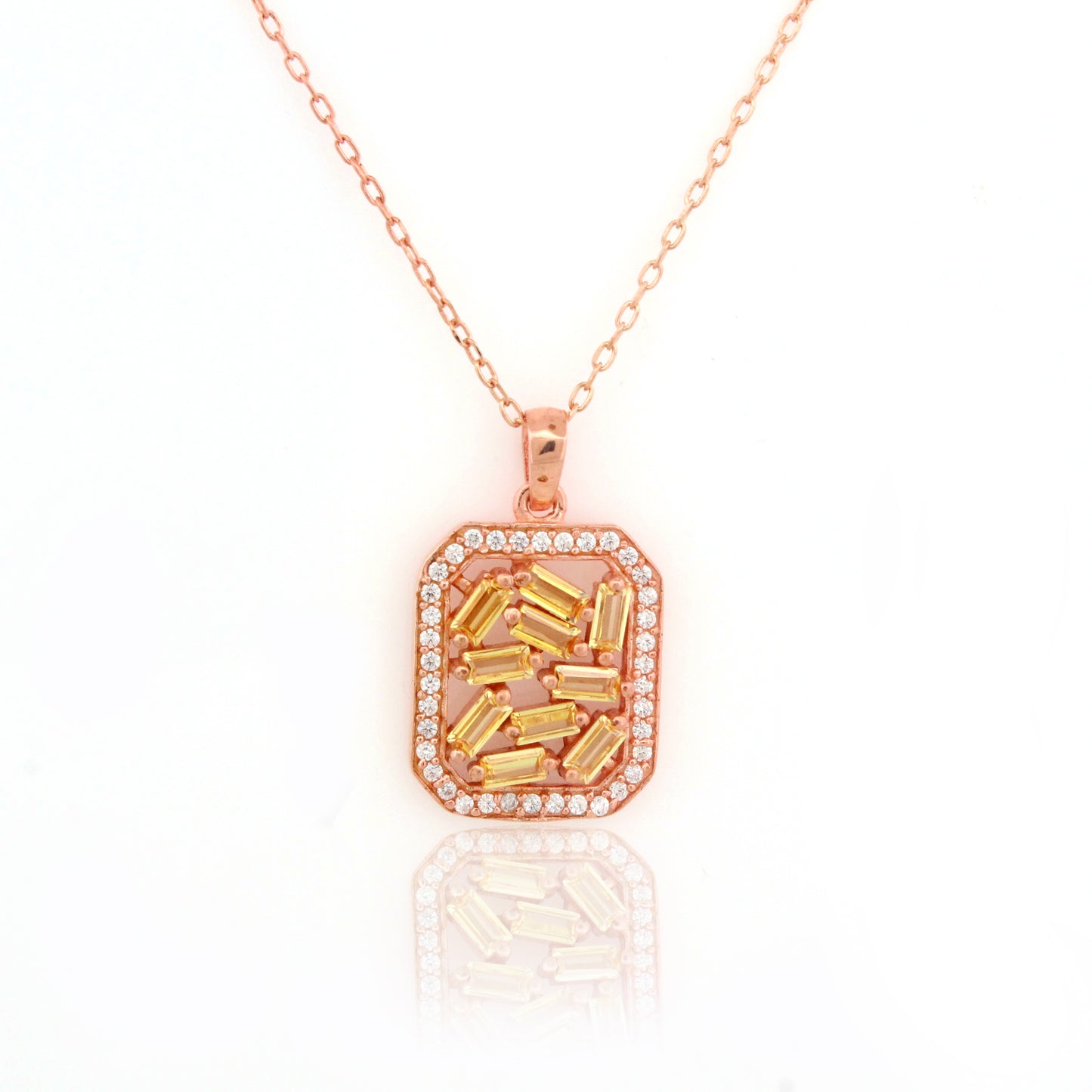 Mini Mosaic Rectangle Silver Necklace