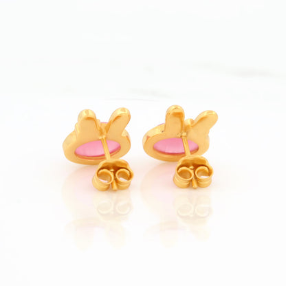 92.5 Pure Silver Bunny Ear Pink Studs