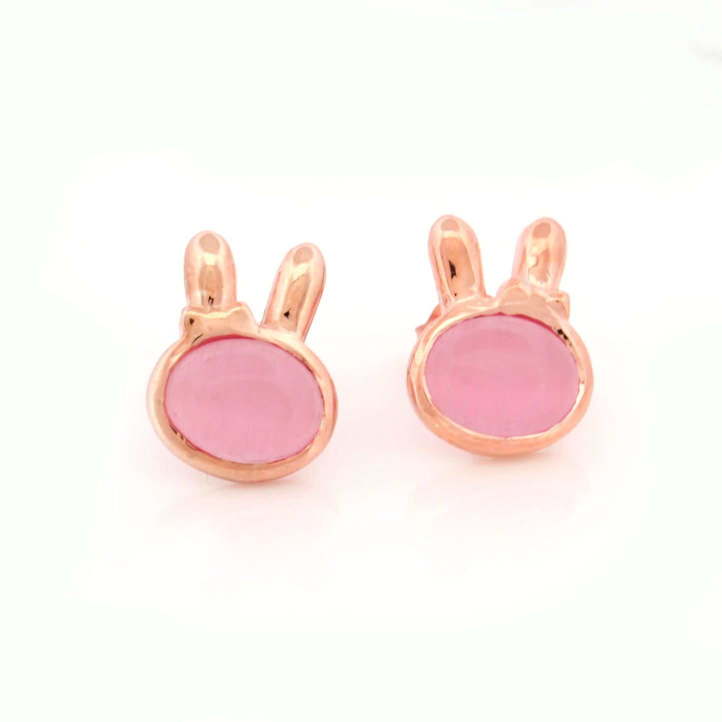 92.5 Pure Silver Bunny Ear Pink Studs