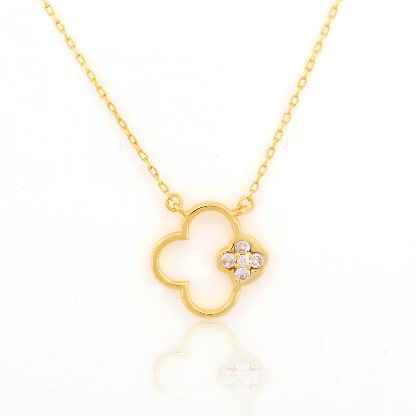 Silver Four-Leaf Clover Pendant Necklace