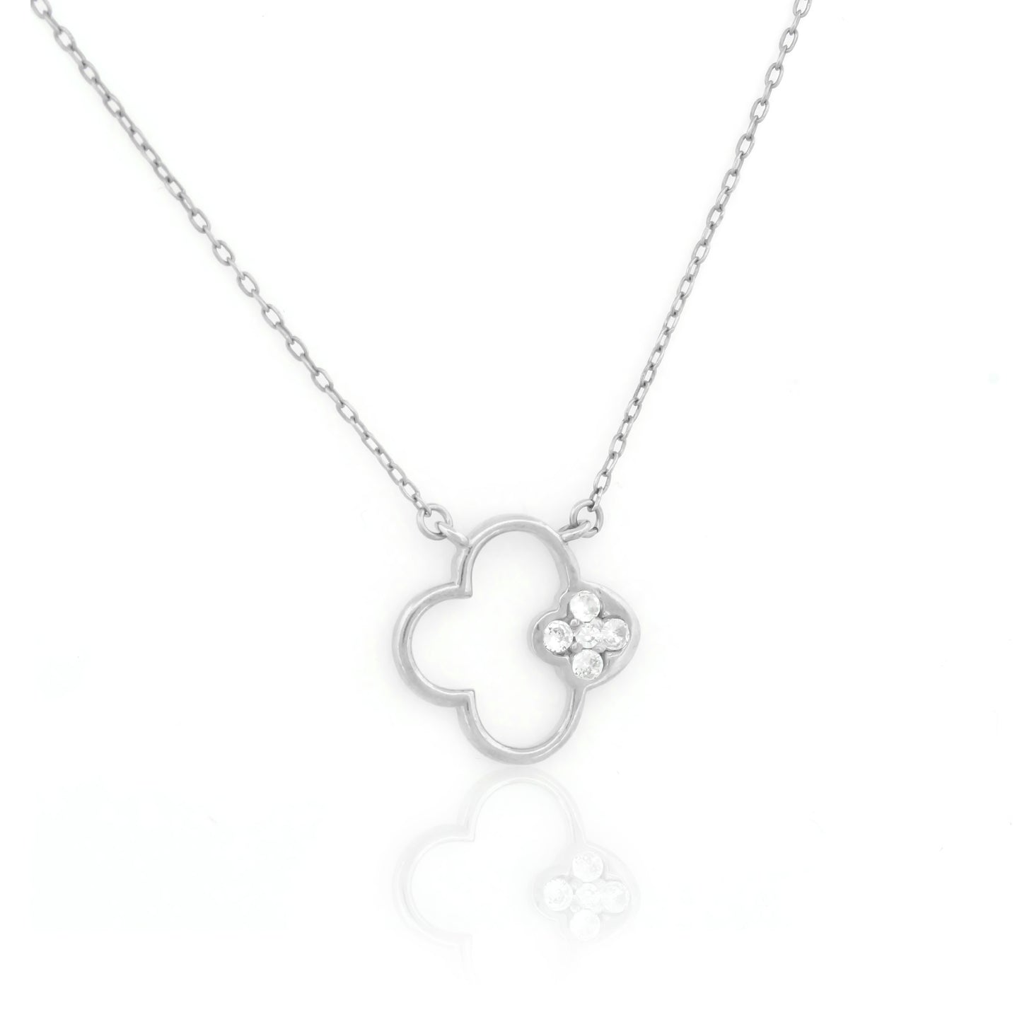 Silver Four-Leaf Clover Pendant Necklace