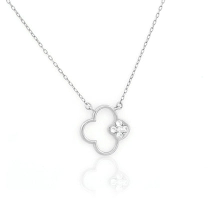 Silver Four-Leaf Clover Pendant Necklace
