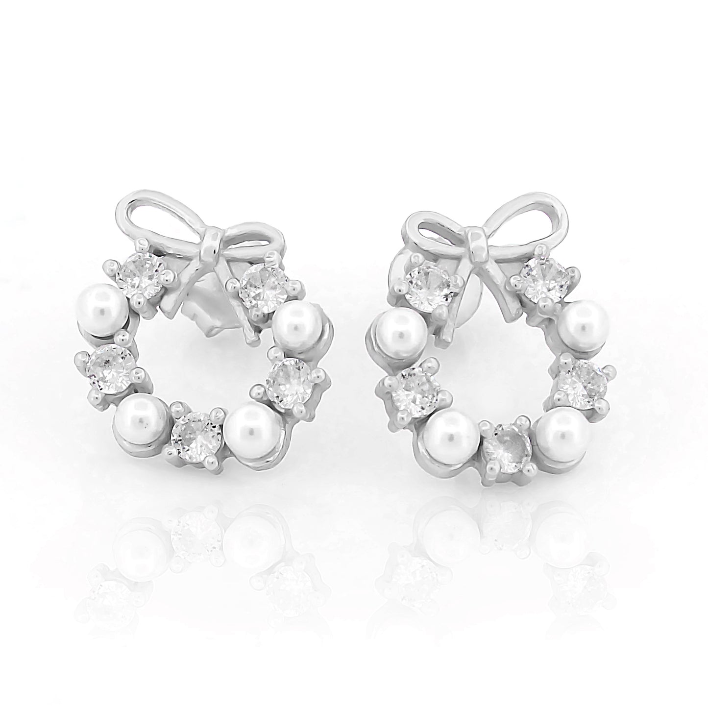 Bow Floral Stud Earrings