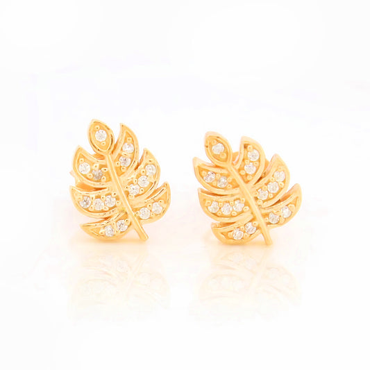 Leaf Vein Stud Earrings