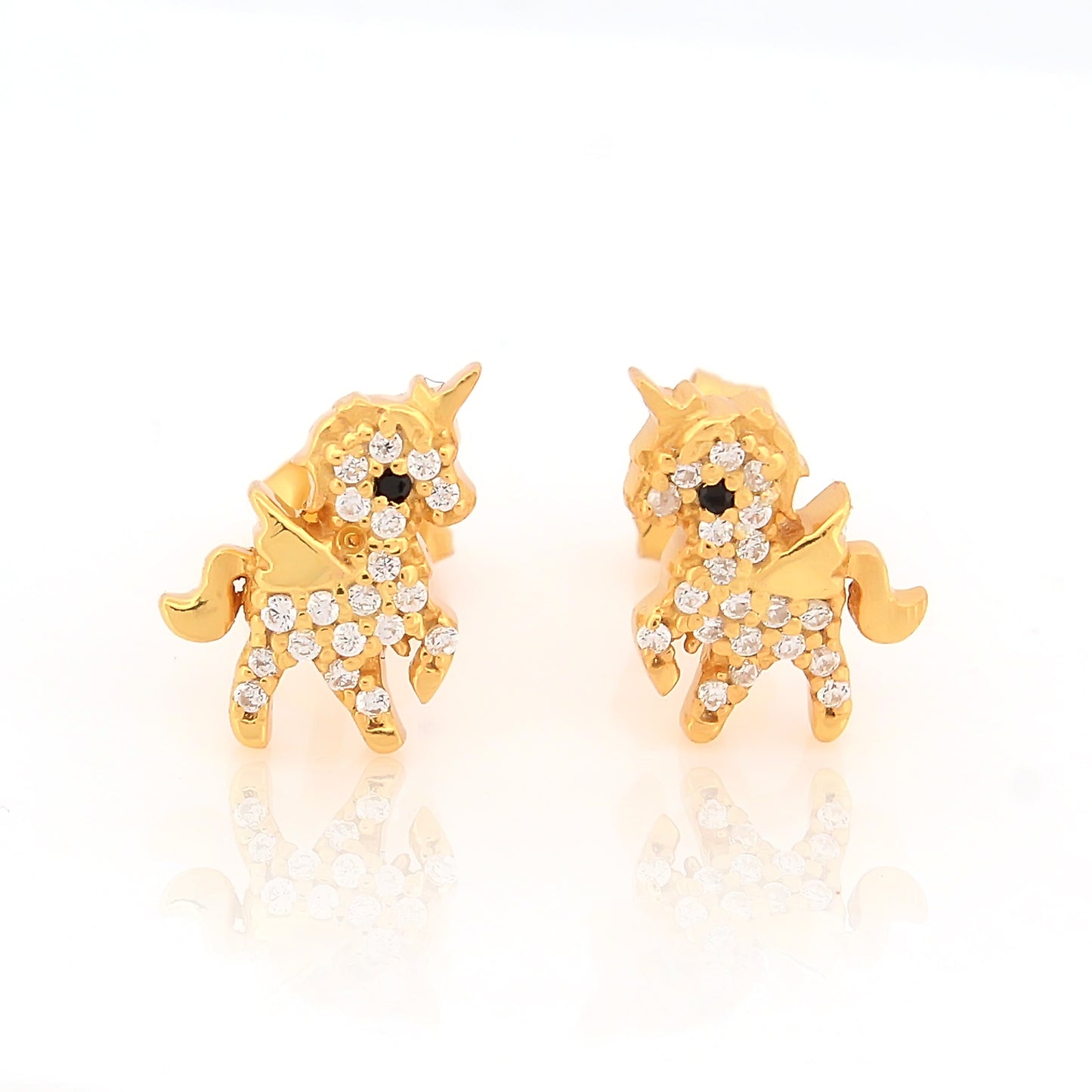 Sparkling Unicorn Stud Earrings in Silver