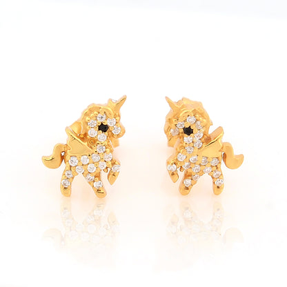 Sparkling Unicorn Stud Earrings in Silver