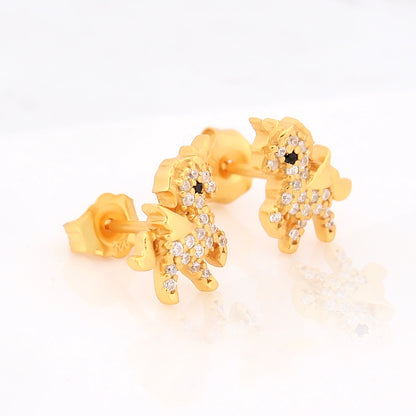 Sparkling Unicorn Stud Earrings in Silver