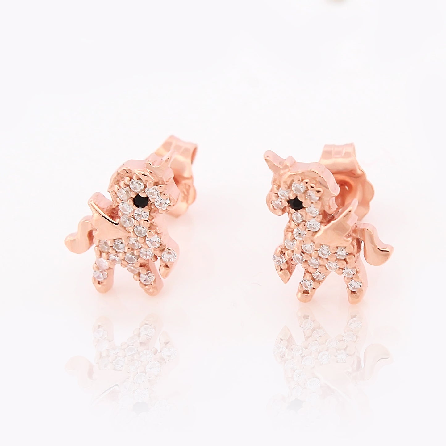 Sparkling Unicorn Stud Earrings in Silver