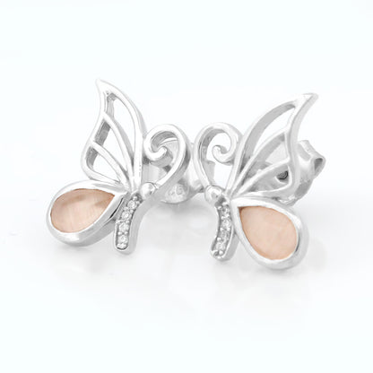 Elegant Butterfly Wing Earrings in Silver