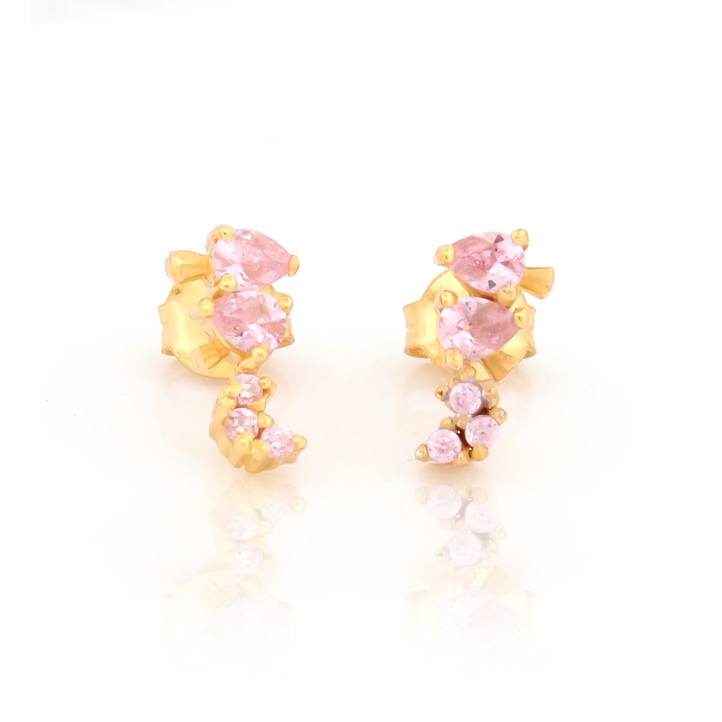 Seahorse Stud Earrings with Dangling Shell