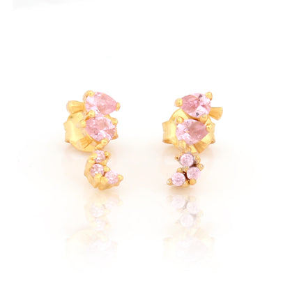 Seahorse Stud Earrings with Dangling Shell