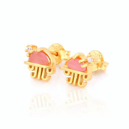Jellyfish Stud Earrings with Pink Accent