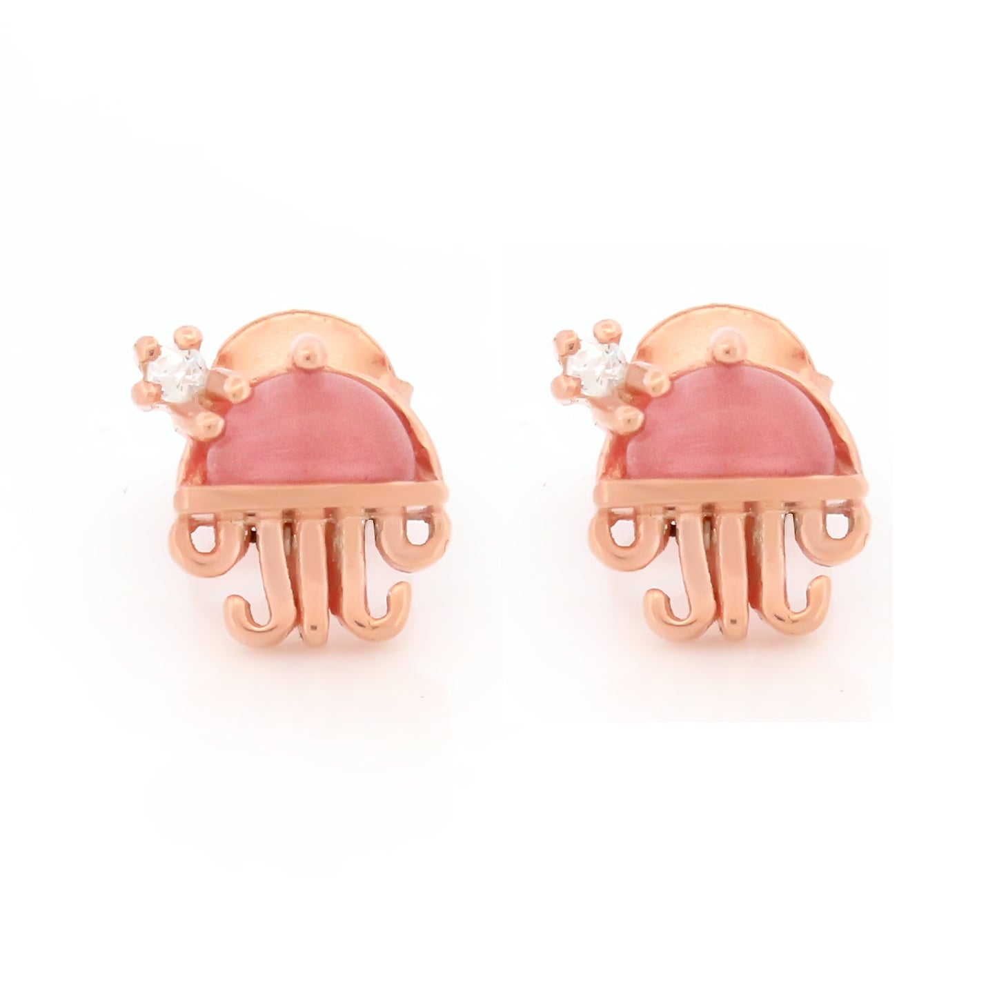 Jellyfish Stud Earrings with Pink Accent