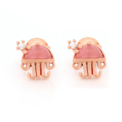 Jellyfish Stud Earrings with Pink Accent