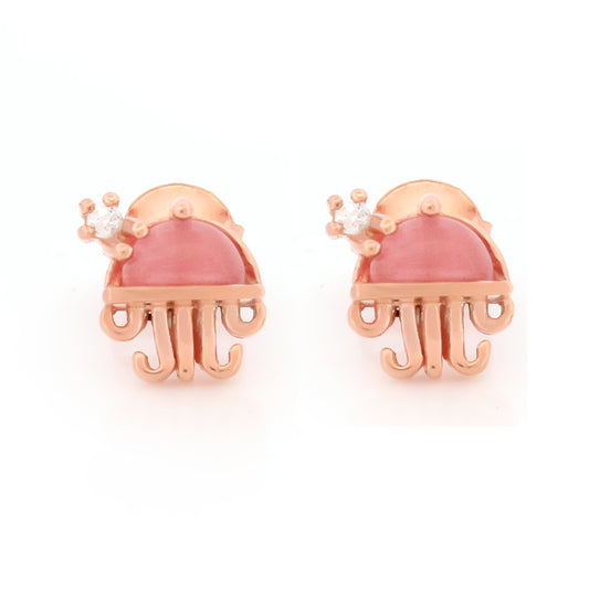 Jellyfish Stud Earrings with Pink Accent
