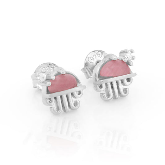 Jellyfish Stud Earrings with Pink Accent