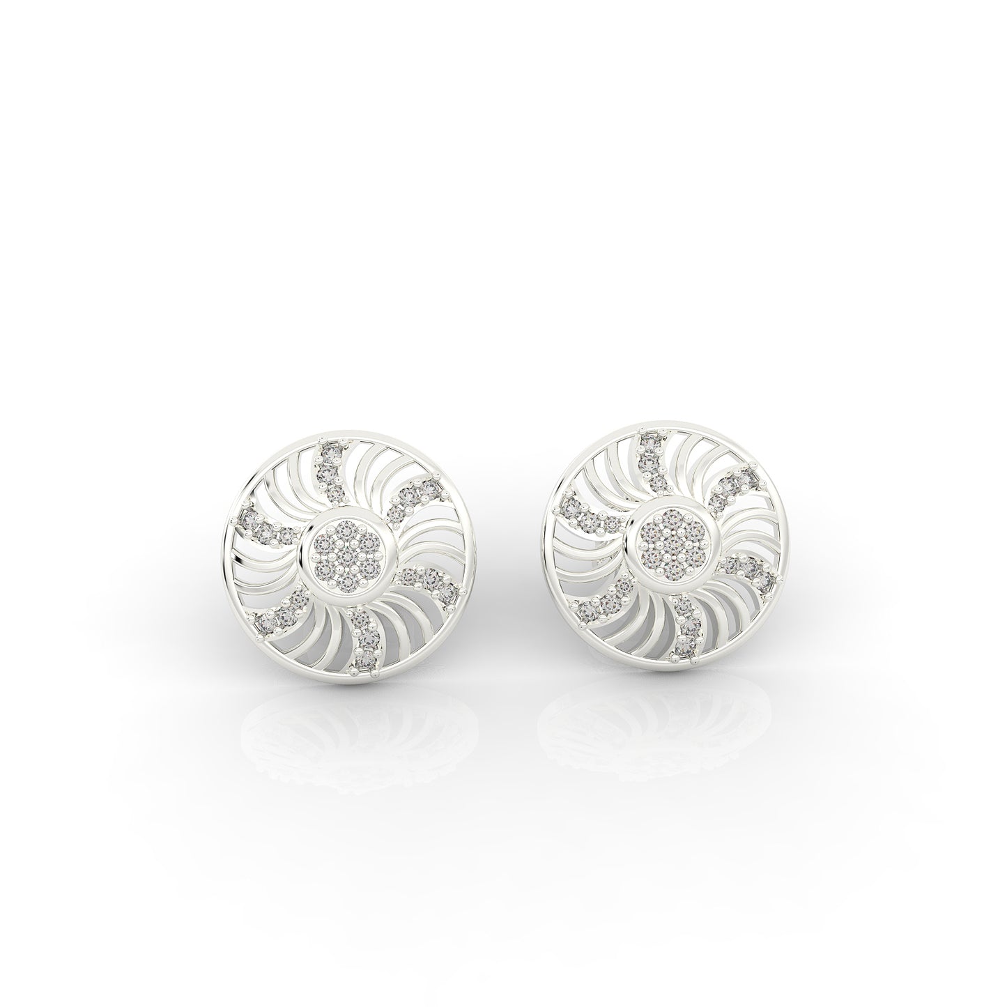 Diamond Studded Vintage Swirl 92.5 Silver Earrings