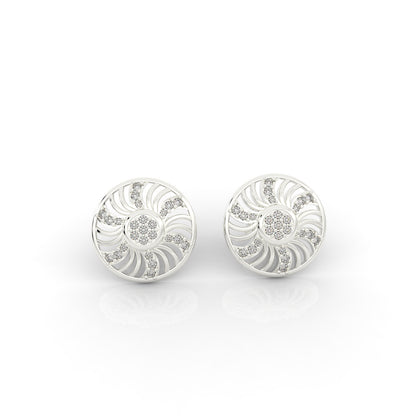 Diamond Studded Vintage Swirl 92.5 Silver Earrings