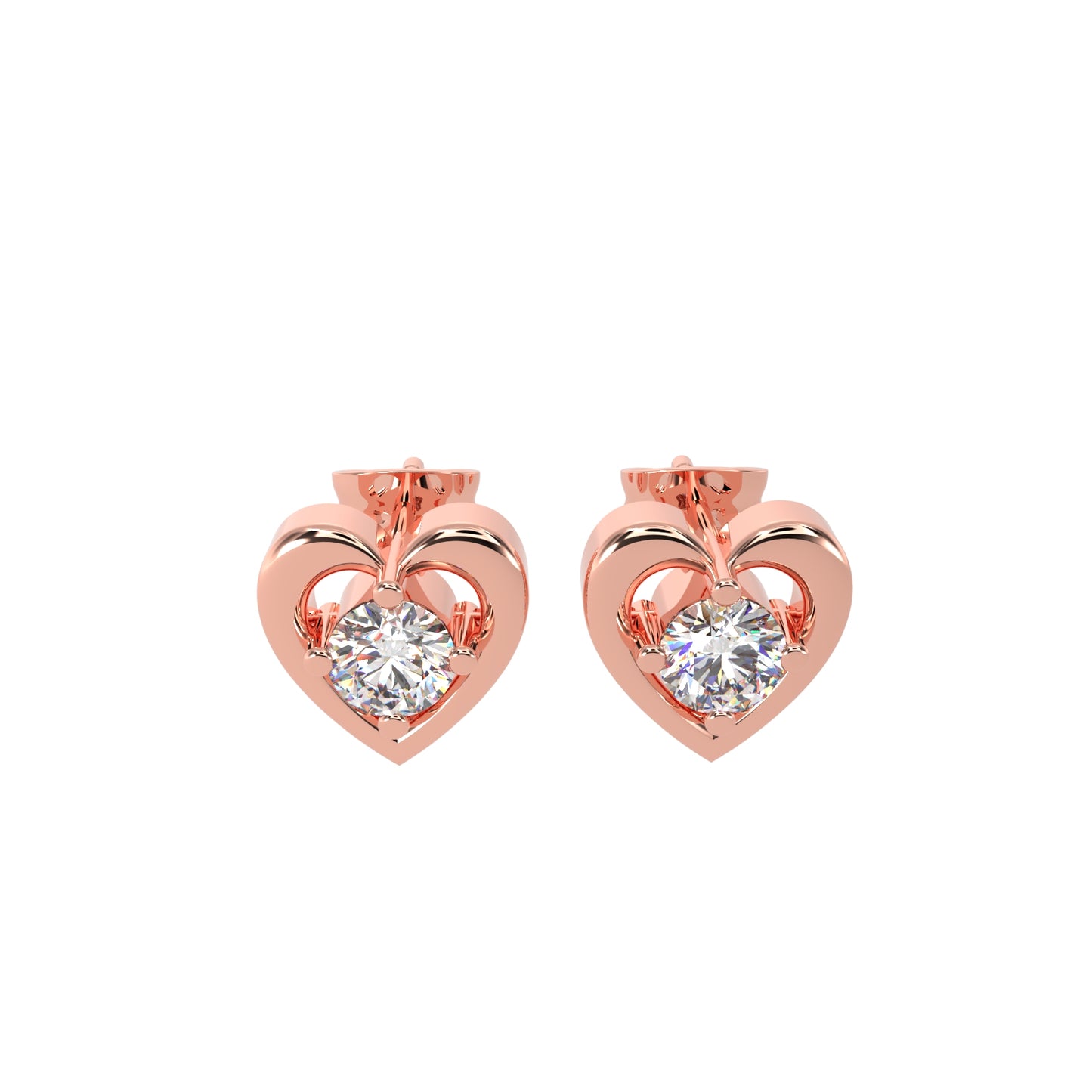 92.5 Silver Heart Earrings with Sparkling Stone Center