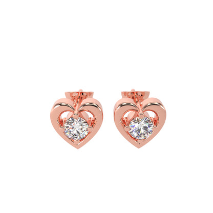 92.5 Silver Heart Earrings with Sparkling Stone Center