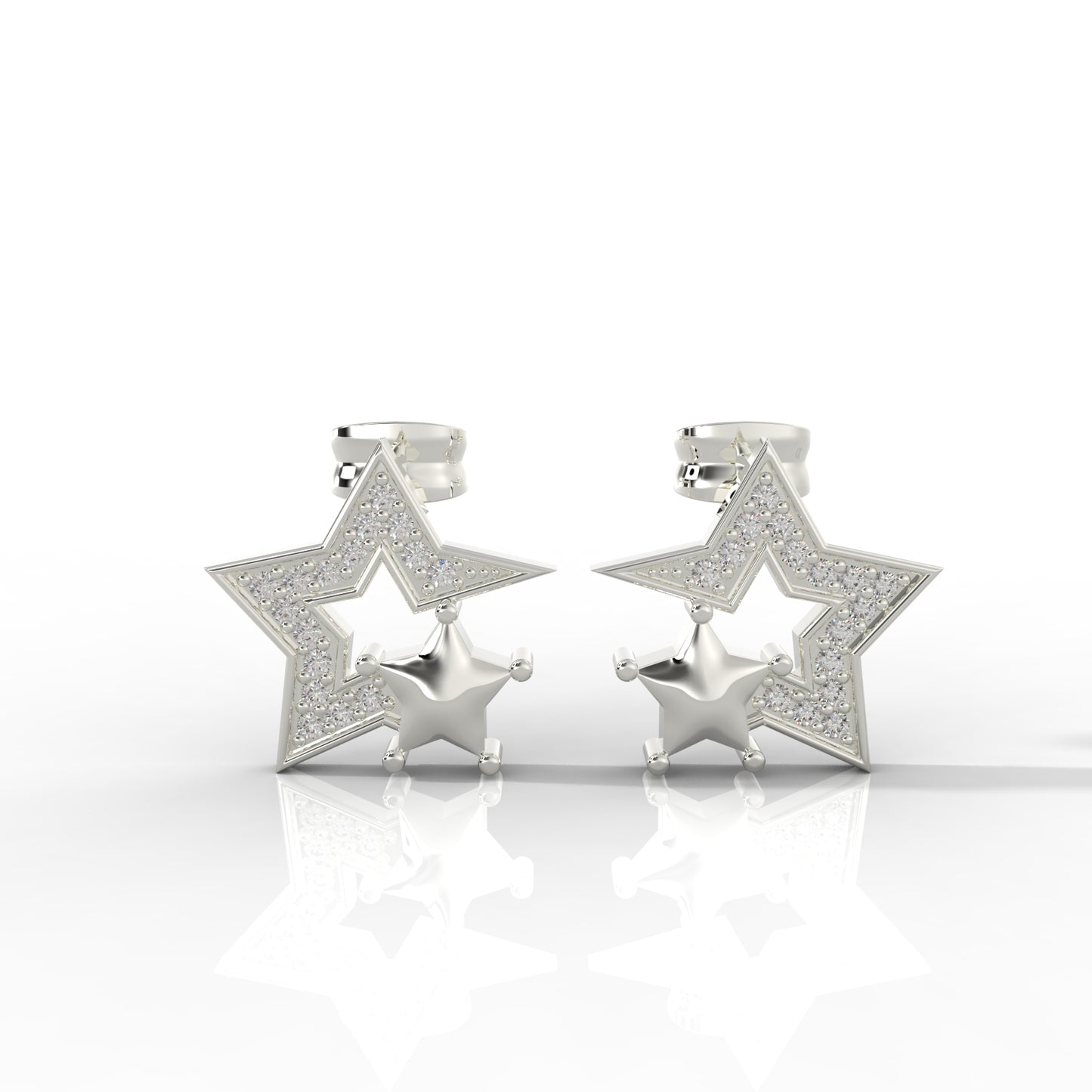 92.5 Silver Starry Charm Earrings