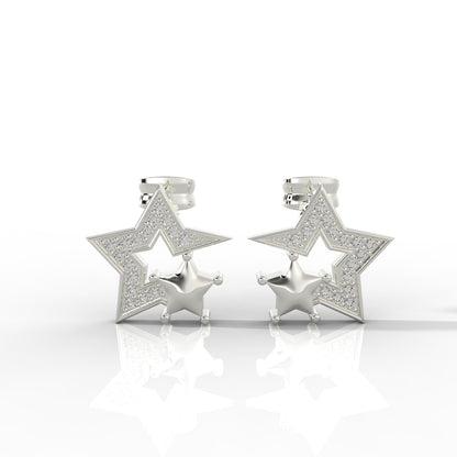 92.5 Silver Starry Charm Earrings